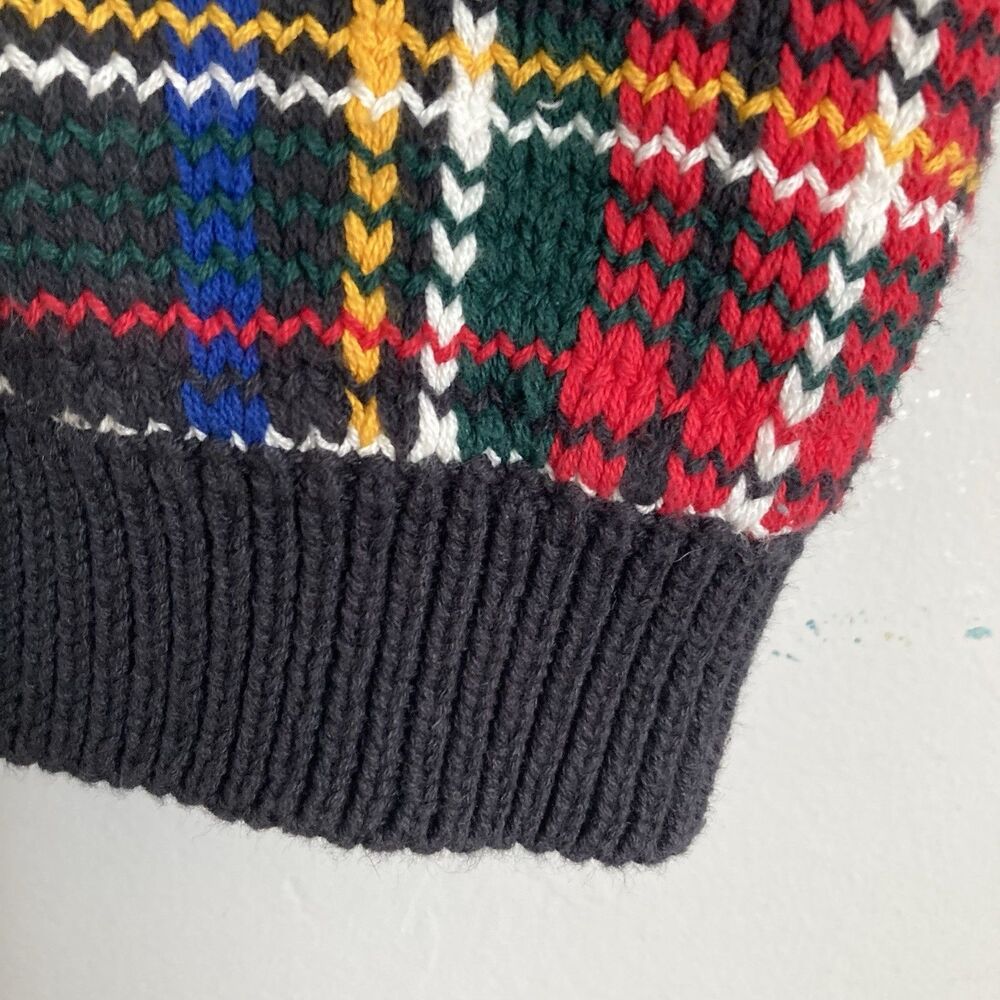 Vintage GAP Plaid Tartan Knit Vest XL Black Cotton Multicolor 90’s Streetwear - Picture 5 of 7